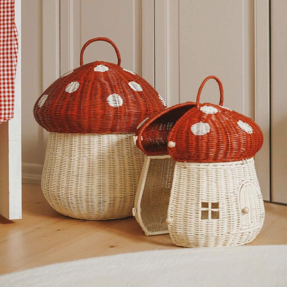 Rattan Mushroom Storage Basket - Red, Shopsweetluluss