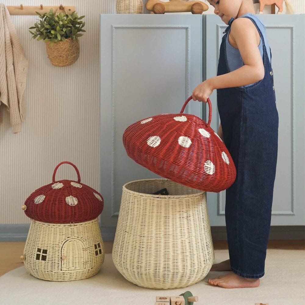 Rattan Mushroom Storage Basket - Red, Shopsweetluluss