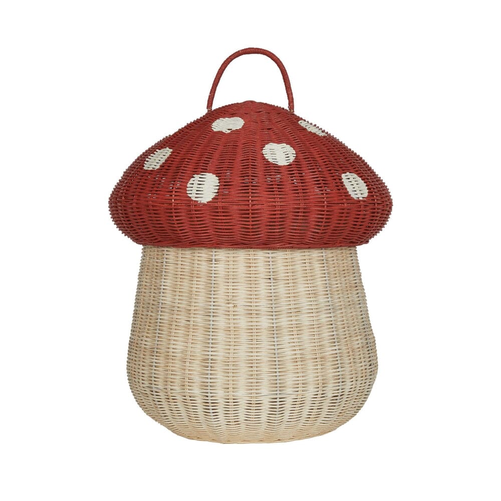 Rattan Mushroom Storage Basket - Red, Shopsweetluluss