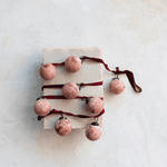 Recycled Glass Ball Ornament Garland w/ Burgundy Velvet Ribbon, Shopsweetluluss