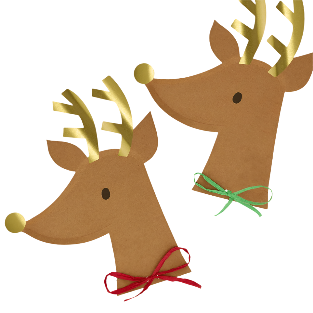 Meri Meri Reindeer With Raffia Bow Plates, Shopsweetluluss