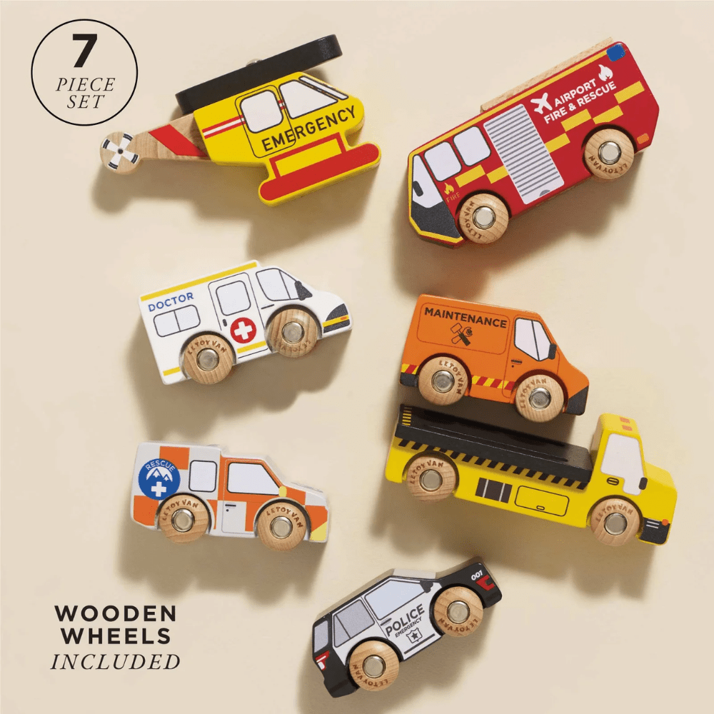 Emergency Helicopter & Rescue Cars - Set of 7, Shopsweetluluss