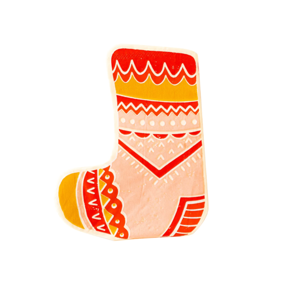 Retro Christmas Stocking Die-Cut Napkins, Shopsweetluluss