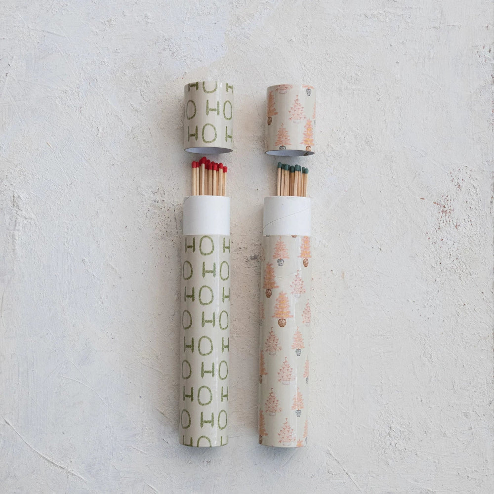 Safety Fireplace Matches in Matchbox Tube - Potted Tree Pattern, Shopsweetluluss