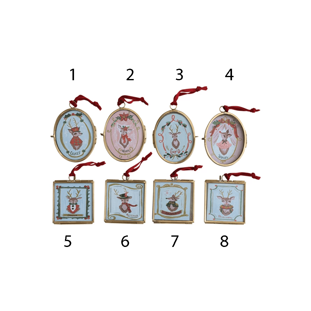 Santa's Reindeer Frame Ornament - 8 Style Options, Shopsweetluluss