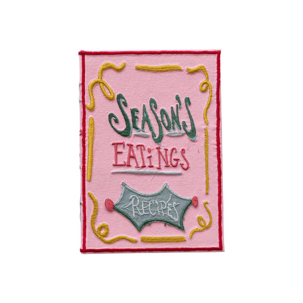 Season's Eatings Handmade Paper & Embroidered Fabric Recipe Book, Shopsweetluluss