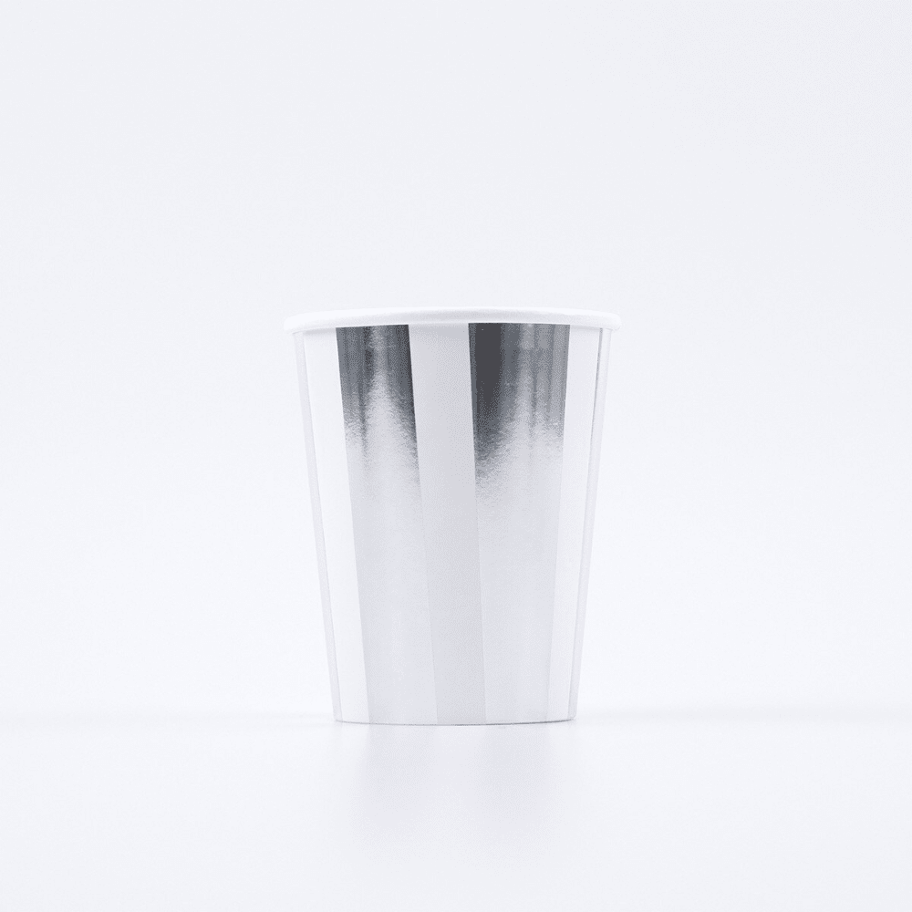 Meri Meri Silver Stripe Cups, Shopsweetluluss
