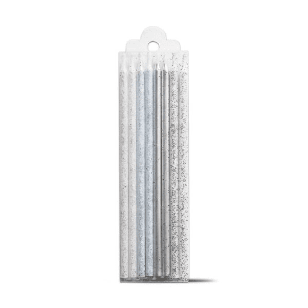 Silver Glitter Tall Candle - 24pk - Shopsweetluluss