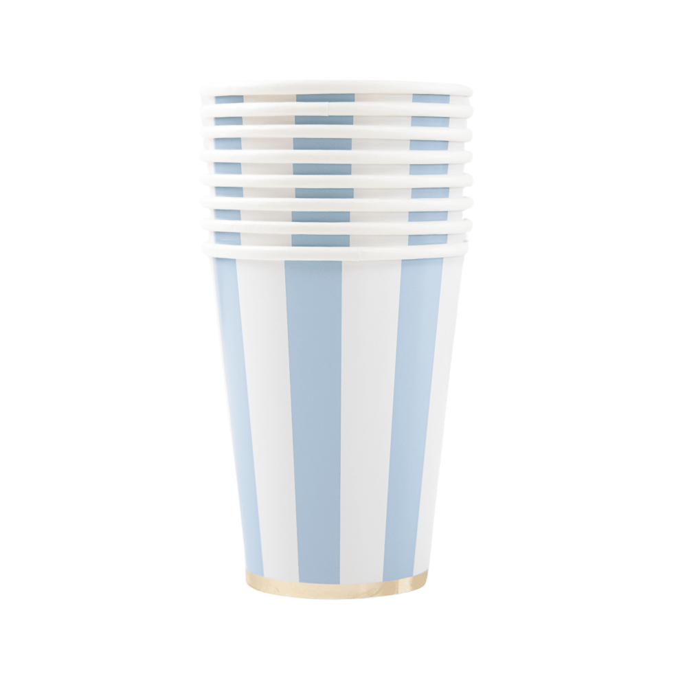 Sky Blue Cabana Stripe Cups, Shopsweetluluss