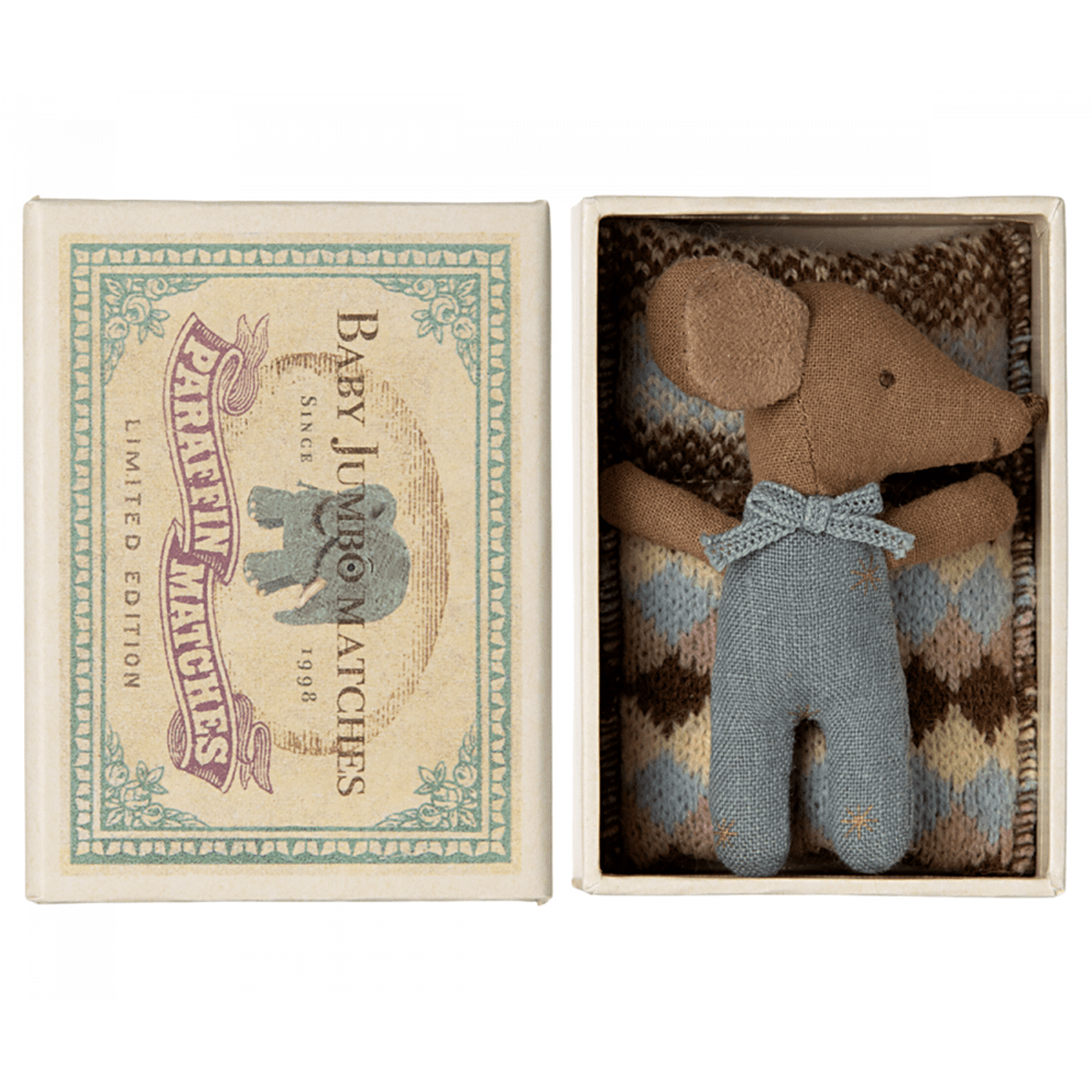 Sleepy Wakey Baby Mouse Matchbox - Blue, Shopsweetluluss