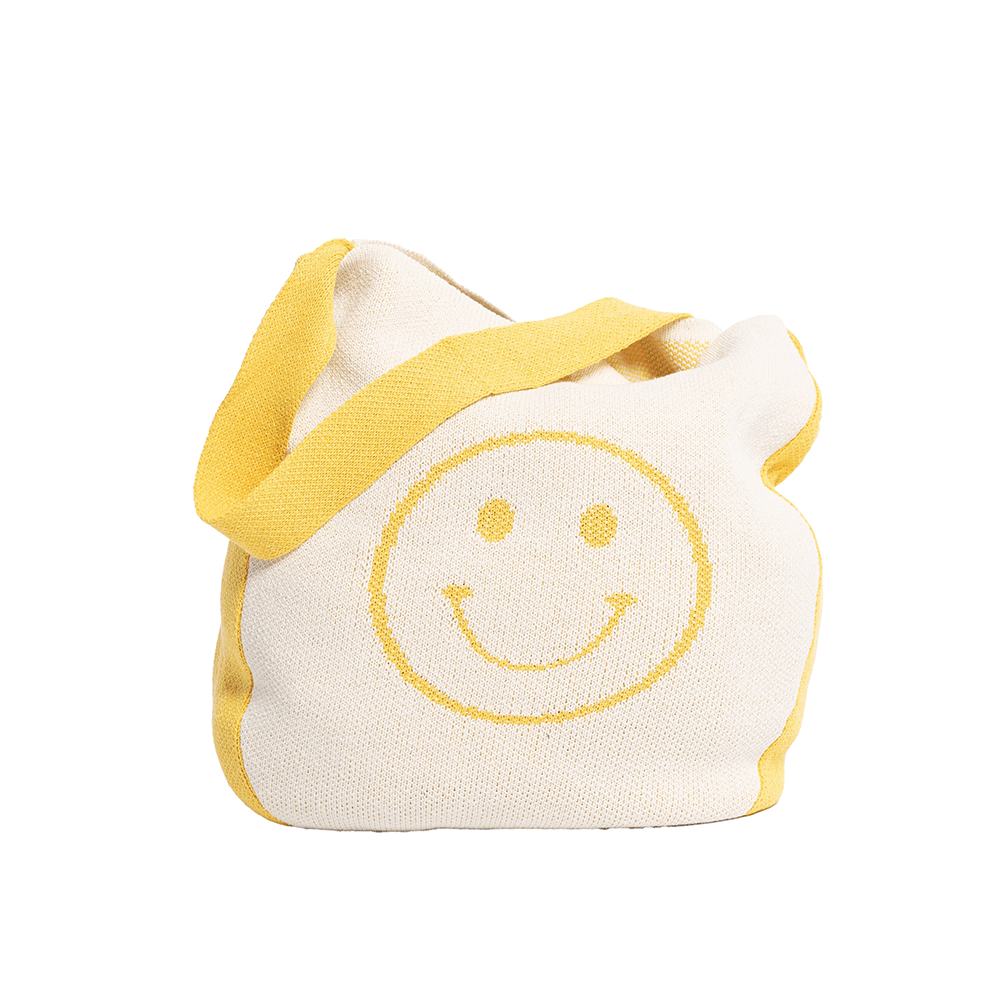 Smiley Face Tote Bag - Yellow, Shopsweetluluss