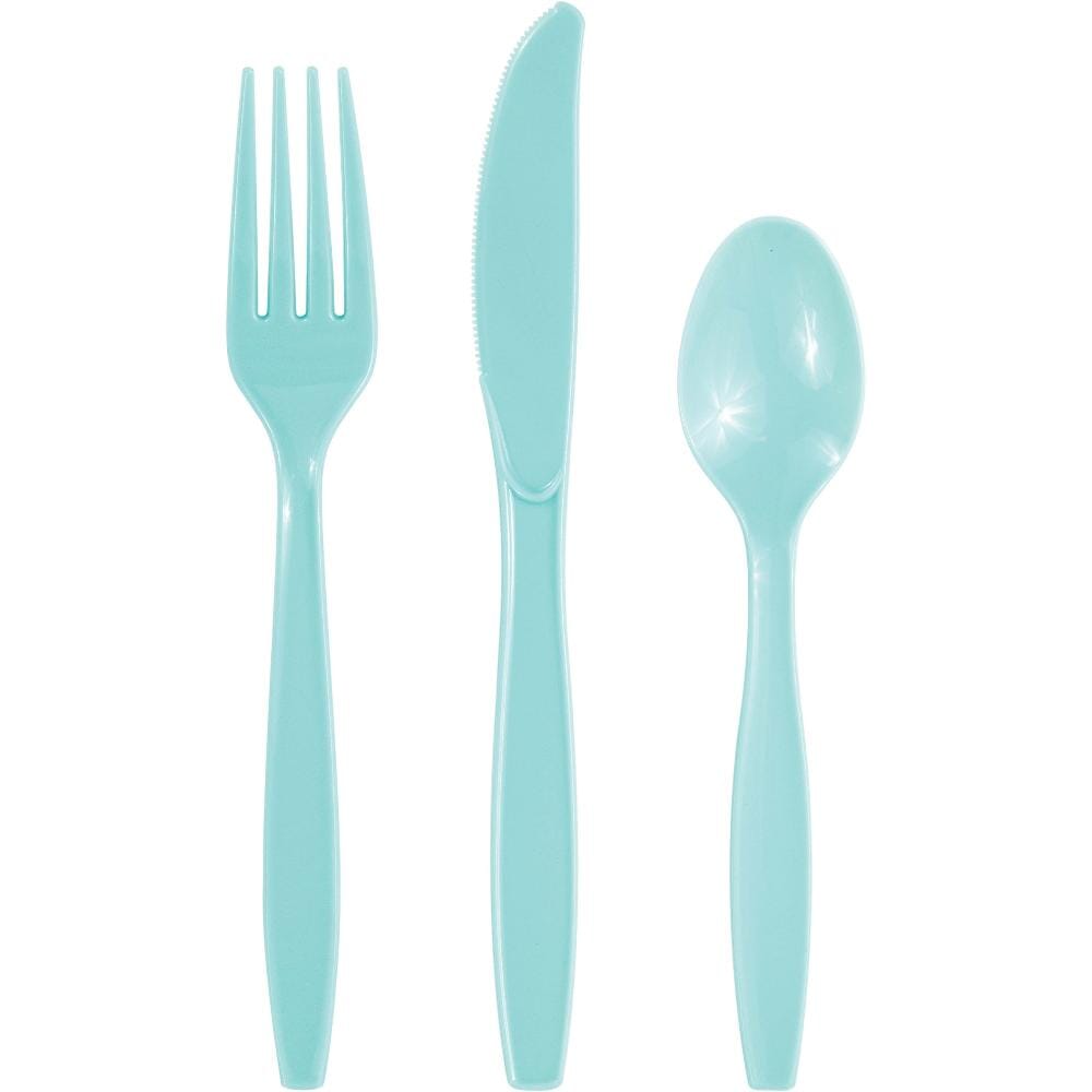 Spa Blue Plastic Flatware, Shopsweetluluss