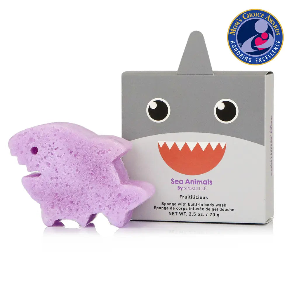 Spongellé Sea Animals Body Buffer - Sammy Shark, Shopsweetluluss