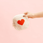 Square Teddy Pouch, Heart - Cream, Shopsweetluluss
