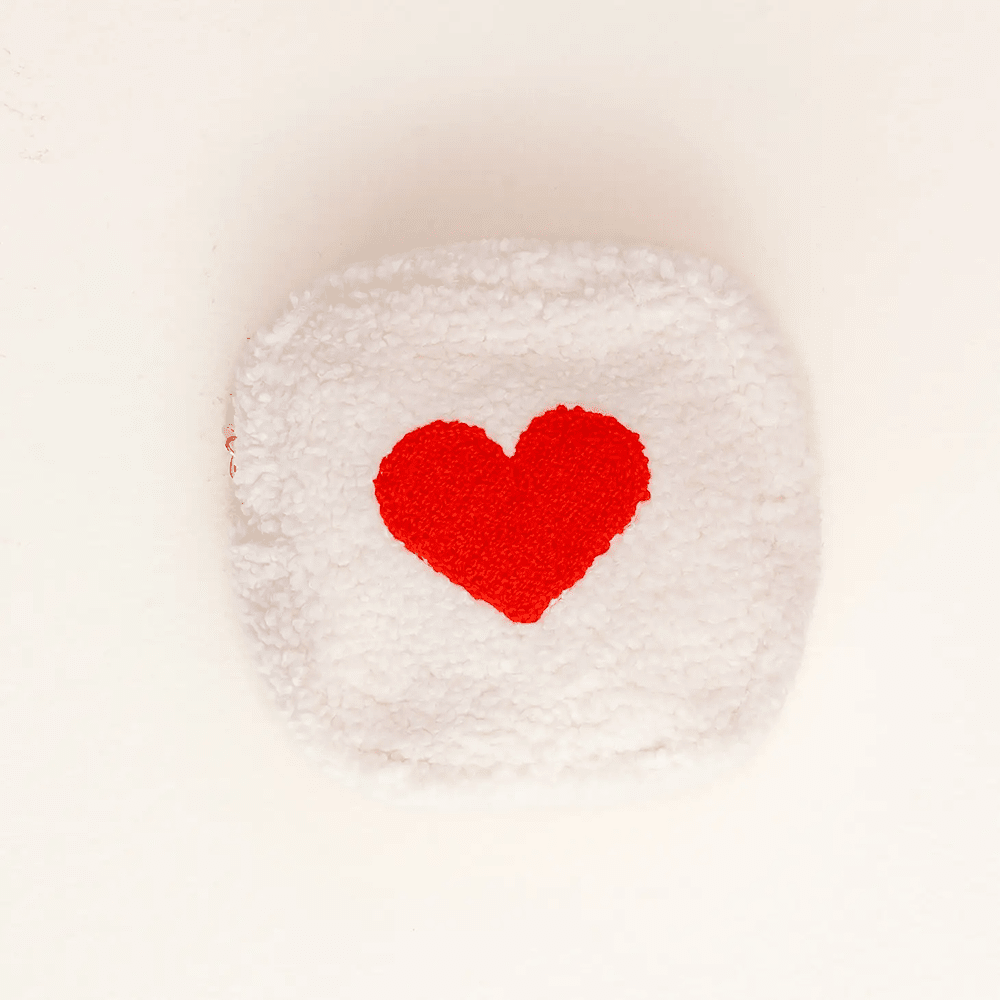 Square Teddy Pouch, Heart - Cream, Shopsweetluluss