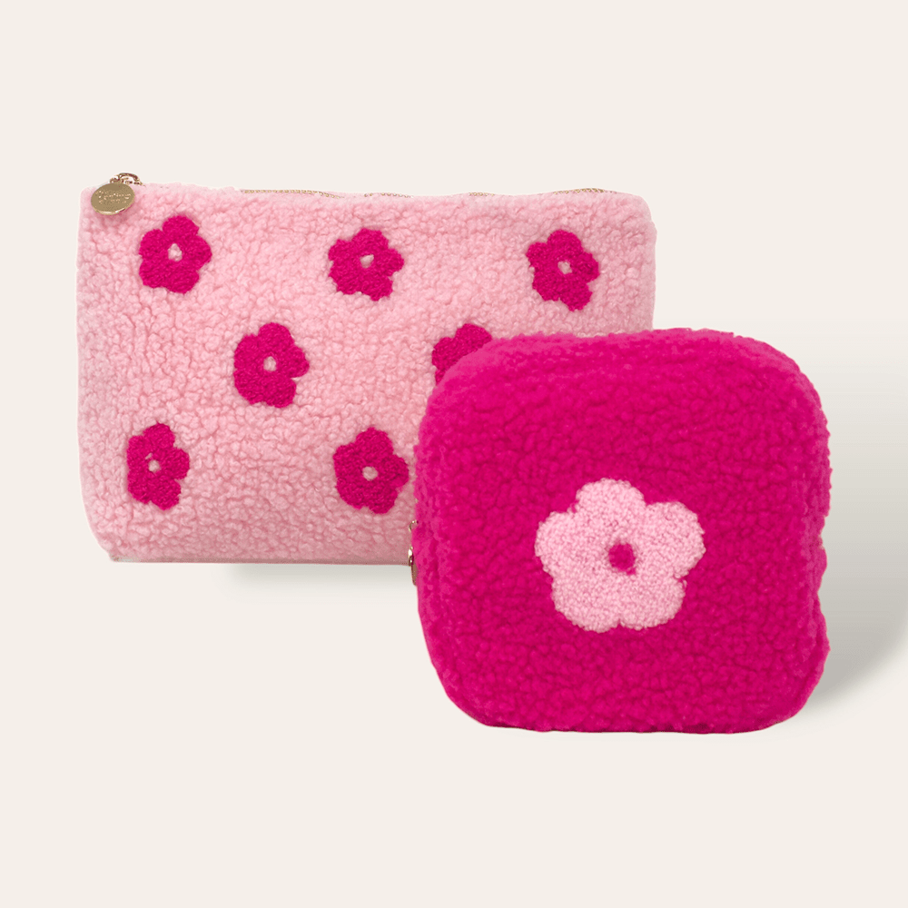 Square Teddy Pouch - Pink Flower, Shopsweetluluss