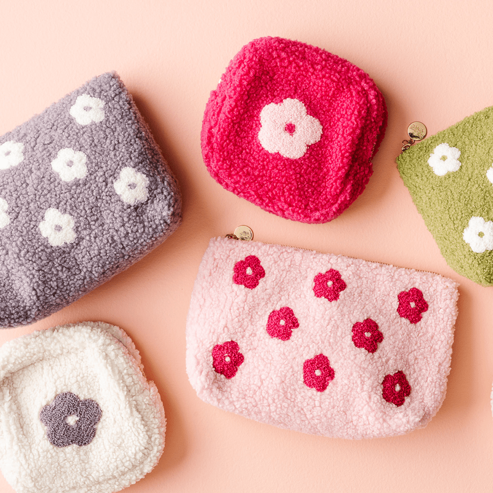 Square Teddy Pouch - Pink Flower, Shopsweetluluss