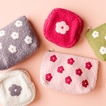 Square Teddy Pouch - Pink Flower, Shopsweetluluss