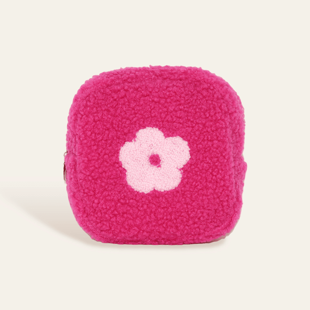 Square Teddy Pouch - Pink Flower, Shopsweetluluss