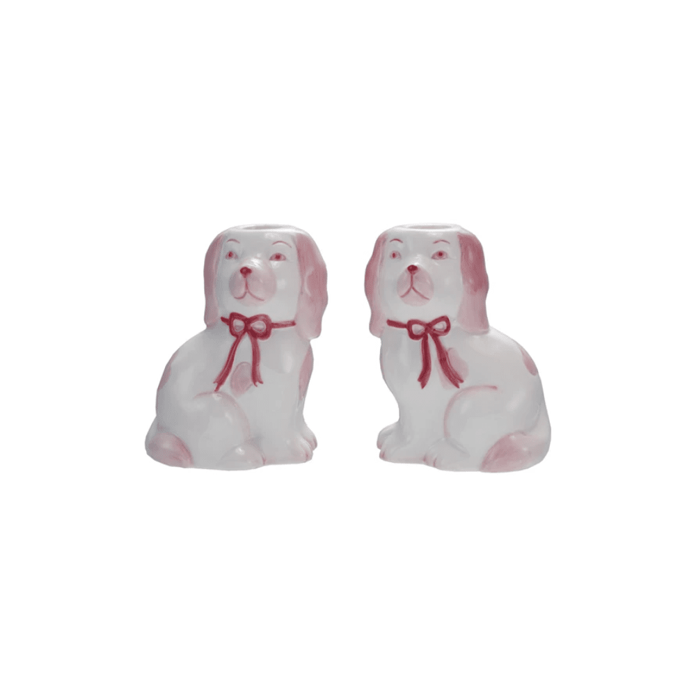 Stoneware Staffordshire Dog Taper Holders, Set of 2, Shopsweetluluss