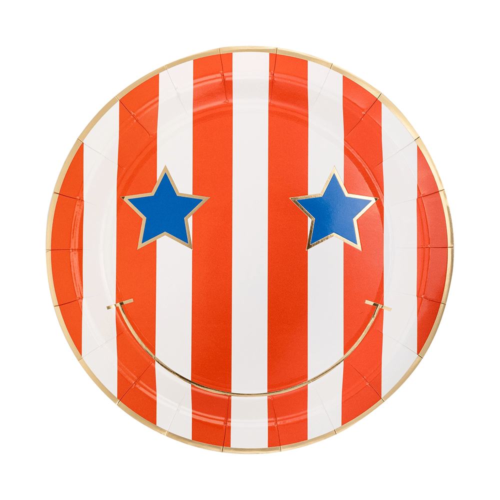 Star & Stripe Smiley Diecut Plates, Shopsweetluluss