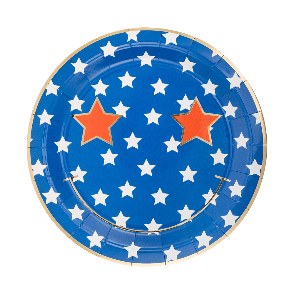 Star & Stripe Smiley Diecut Plates, Shopsweetluluss