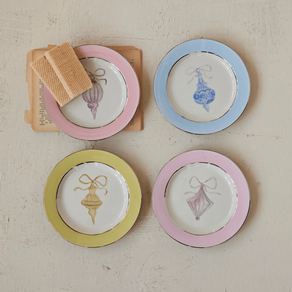 6" Stoneware Ornament Plate - 4 Color Options, Shopsweetluluss