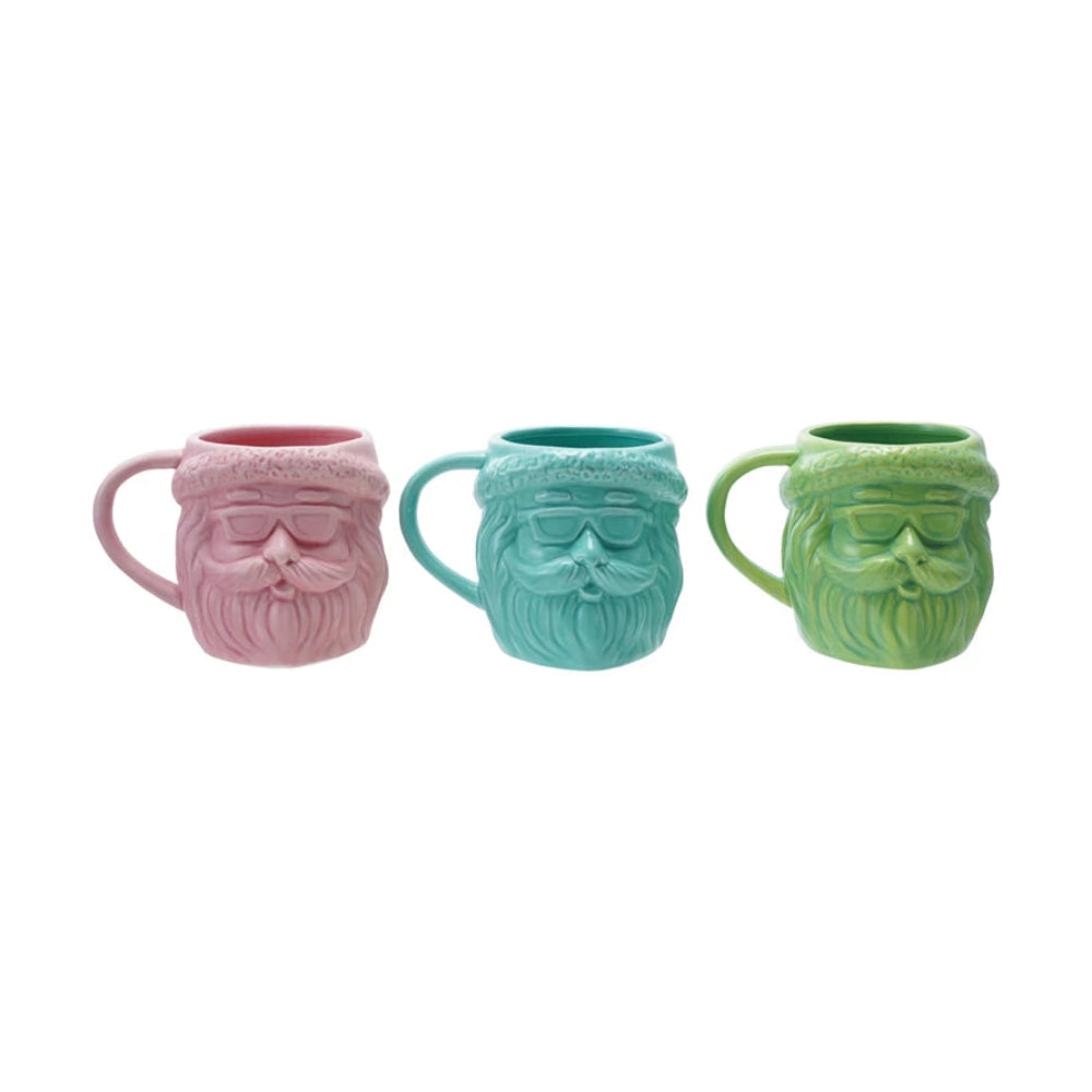 Stoneware Santa Head Shaped Mugs - 3 Color Options, Shopsweetluluss