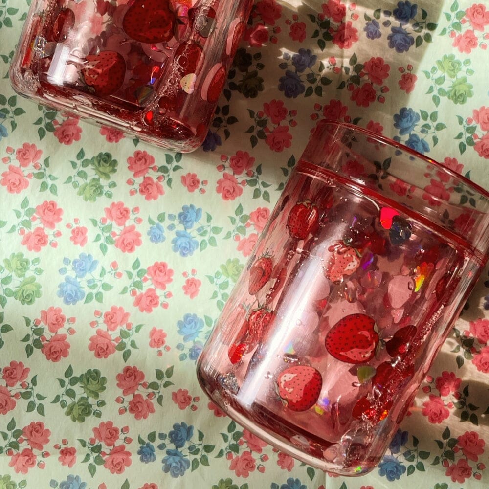Strawberry Glitter Cup Set, Shopsweetluluss