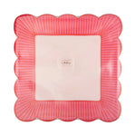 Striped Edge Scalloped Square Plates, Shopsweetluluss