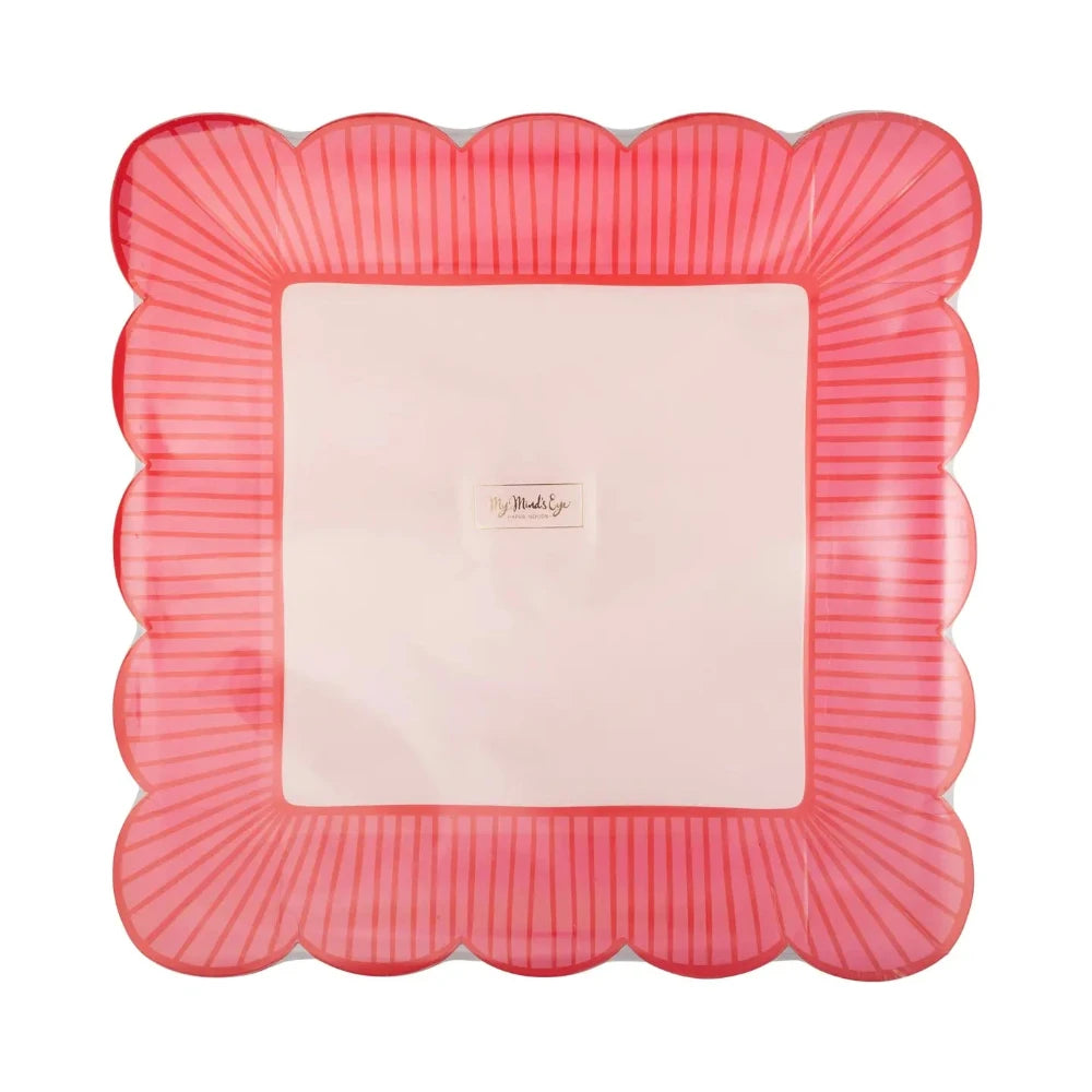 Striped Edge Scalloped Square Plates, Shopsweetluluss