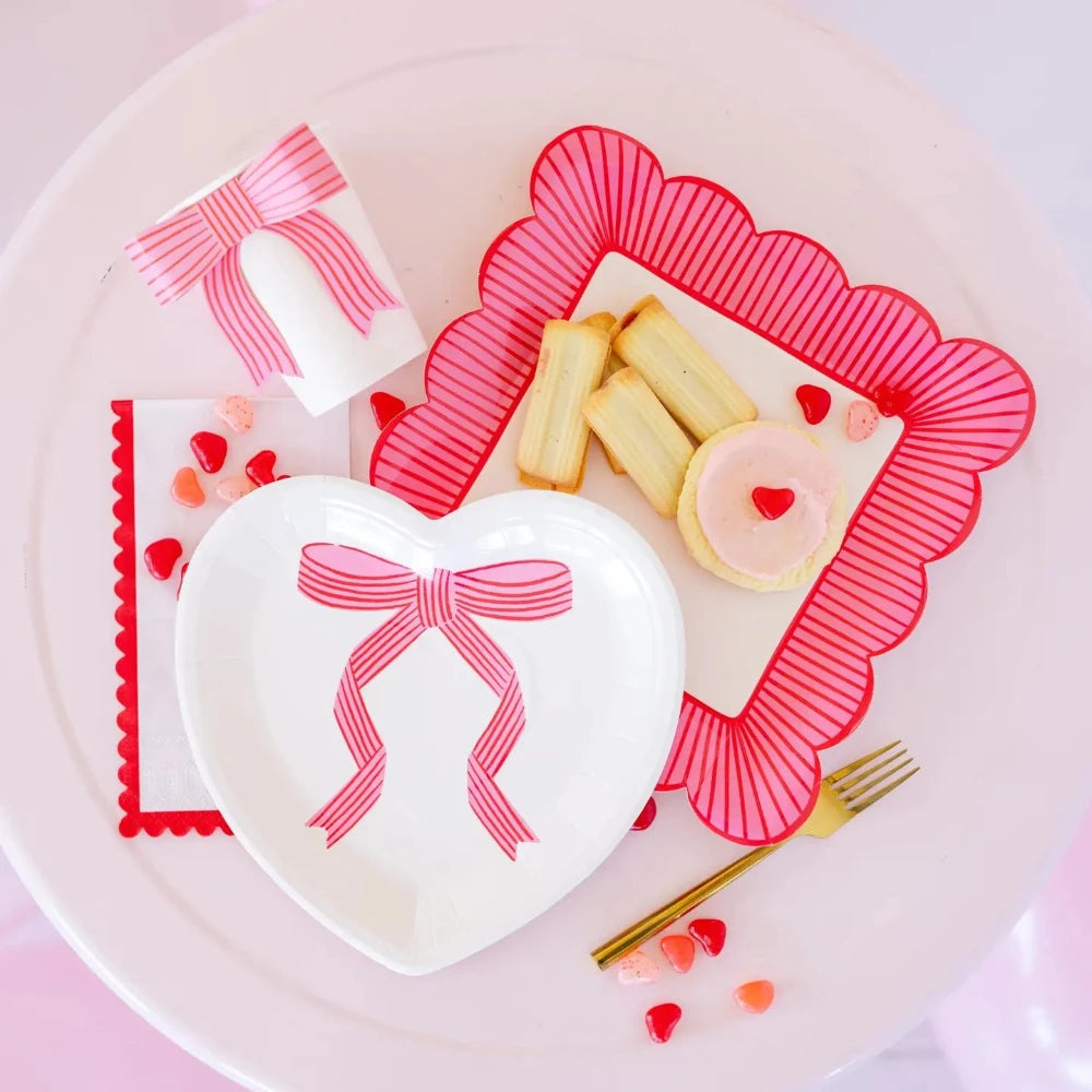 Striped Edge Scalloped Square Plates, Shopsweetluluss
