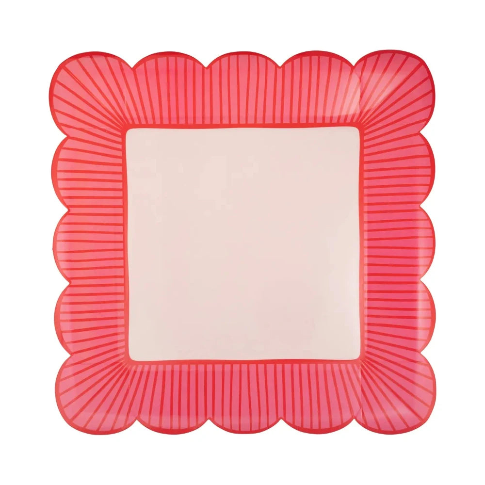 Striped Edge Scalloped Square Plates, Shopsweetluluss