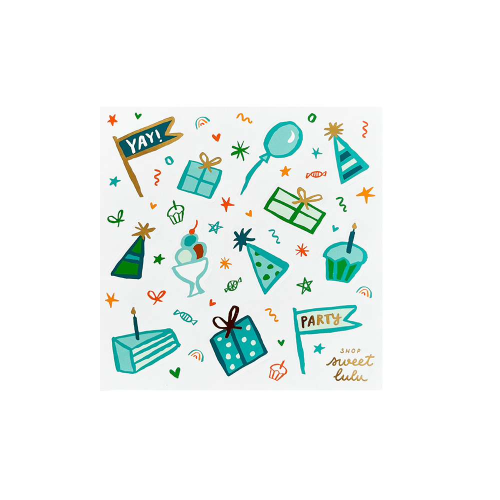 Sweet Celebrations Sticker Set - Blue, Shopsweetluluss
