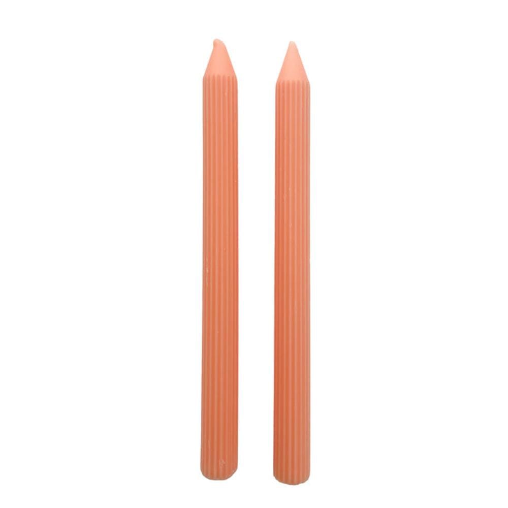 Tall Ribbed Taper Candle Set - Peach, Shopsweetluluss