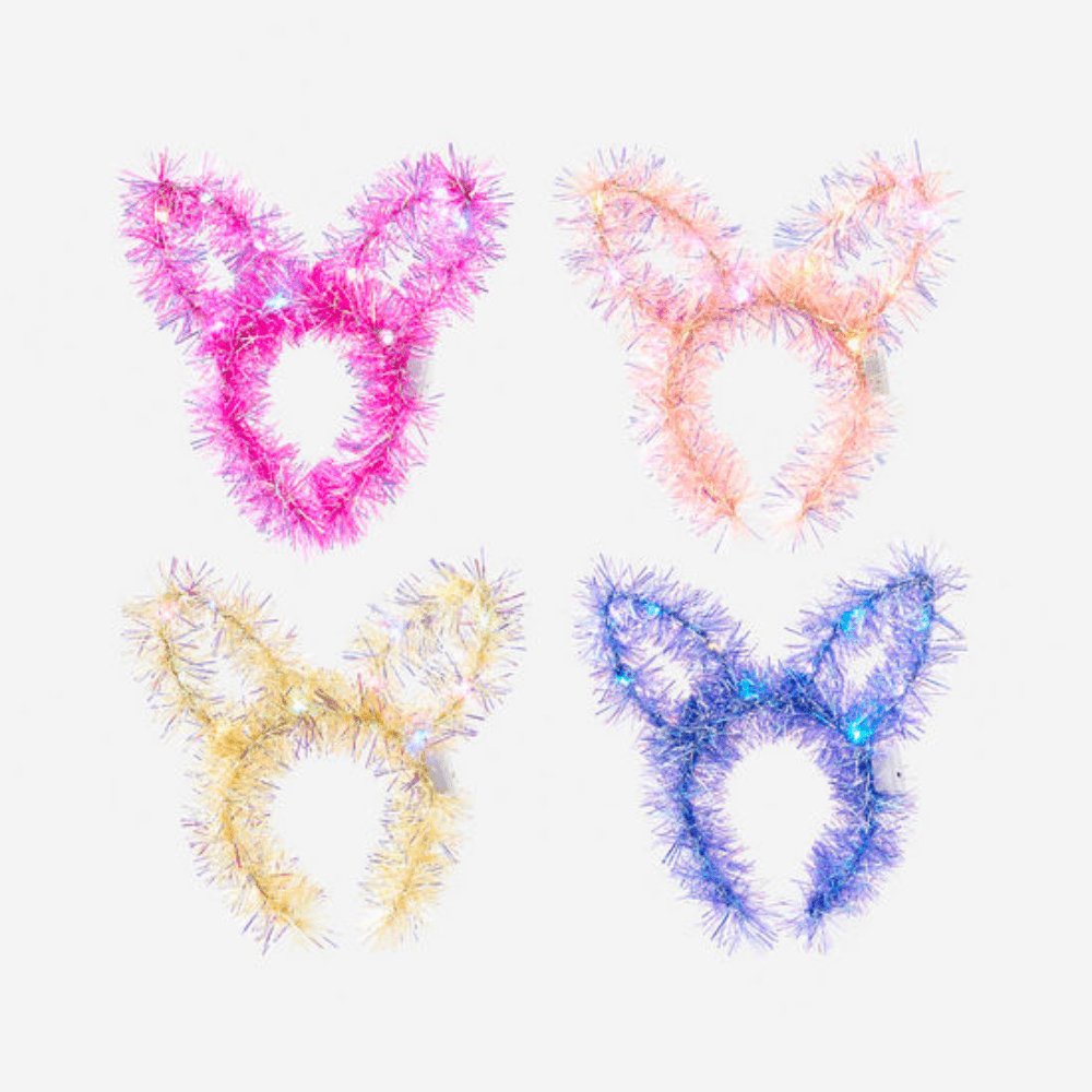 Tinsel Bunny Ear Lighted Headband - 4 Color Options, Shopsweetluluss