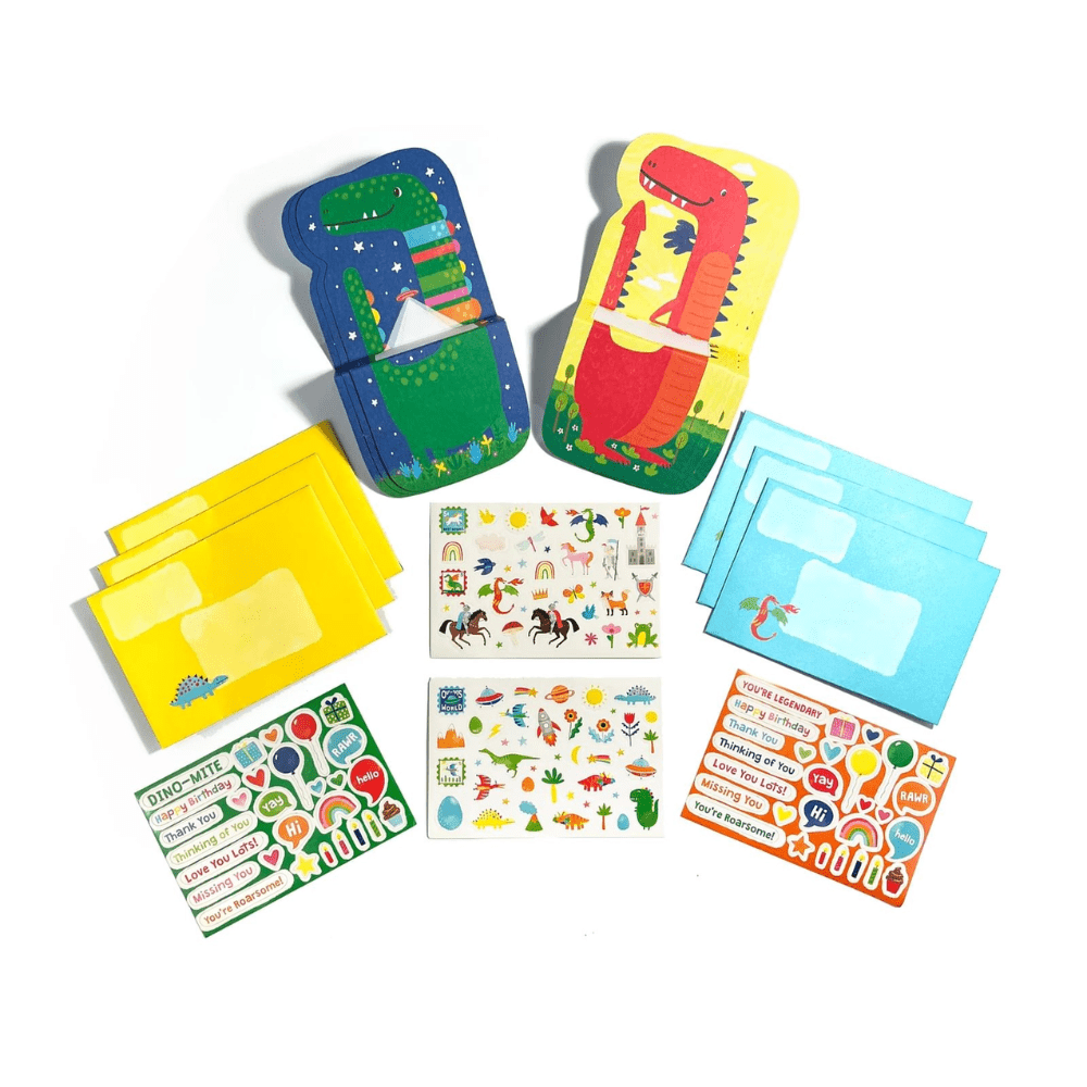 Tiny Tadas! Note Cards and Sticker Set - Dinos & Dragons, Shopsweetluluss
