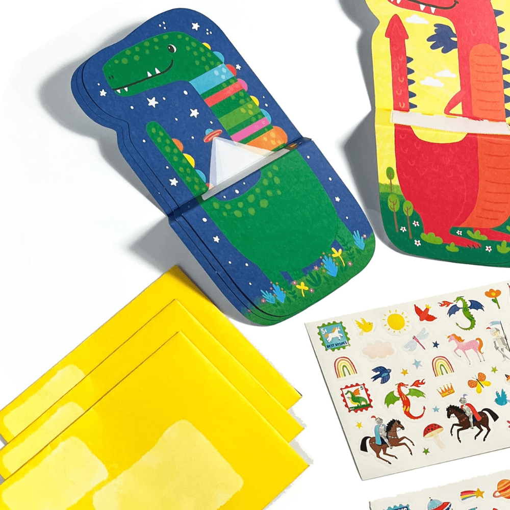Tiny Tadas! Note Cards and Sticker Set - Dinos & Dragons, Shopsweetluluss