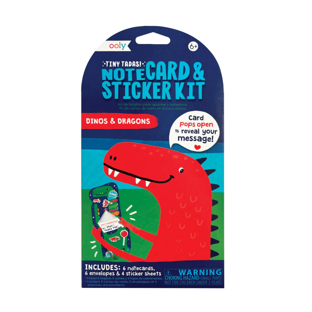 Tiny Tadas! Note Cards and Sticker Set - Dinos & Dragons, Shopsweetluluss
