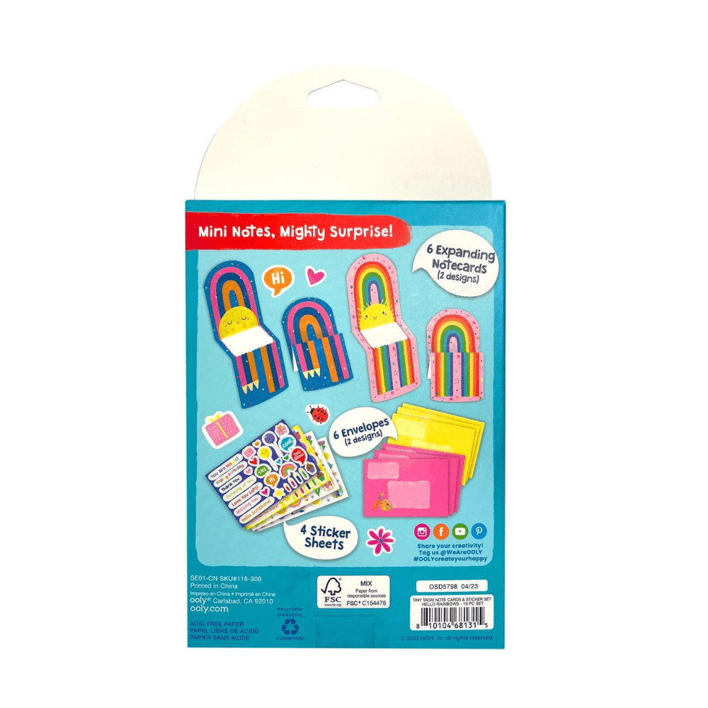 Tiny Tadas! Note Cards and Sticker Set - Hello Rainbows, Shopsweetluluss