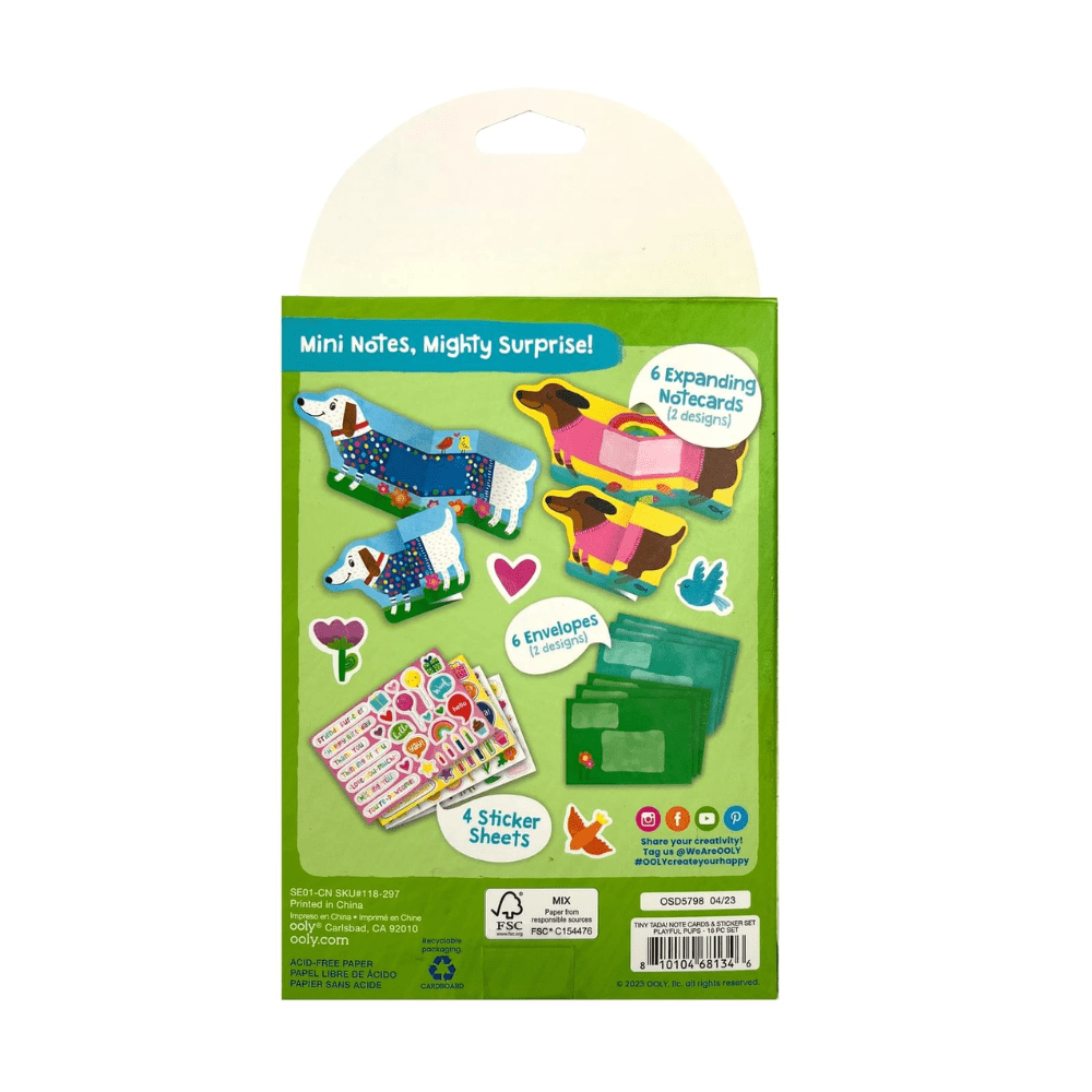 Tiny Tadas! Note Cards and Sticker Set - Playful Pups, Shopsweetluluss