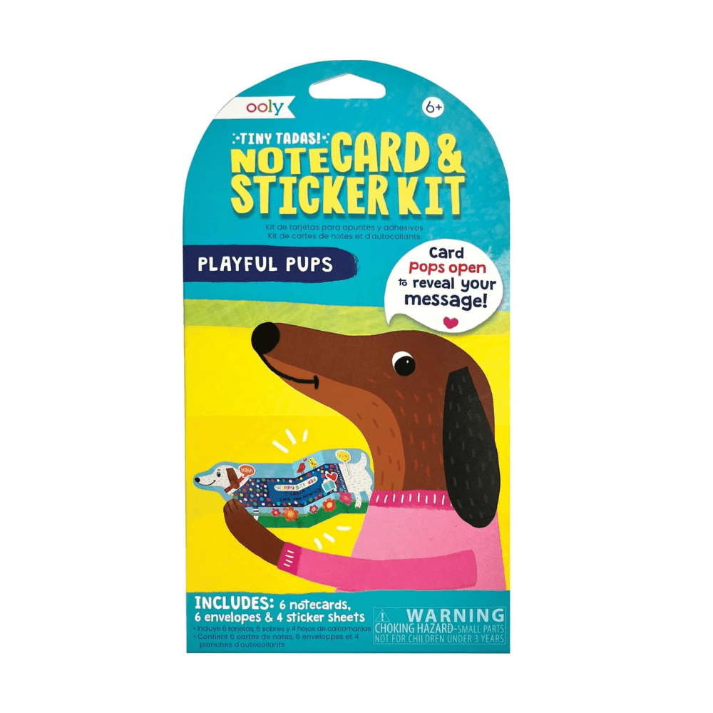 Tiny Tadas! Note Cards and Sticker Set - Playful Pups, Shopsweetluluss