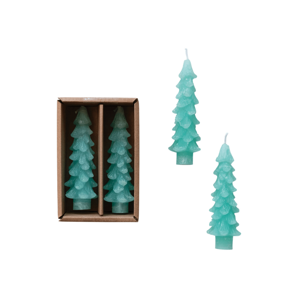 Tree Shaped Taper Candles - Aqua, Shopsweetluluss