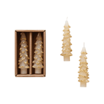 Tree Shaped Taper Candles - Eggnog w/ Gold Tips, Shopsweetluluss