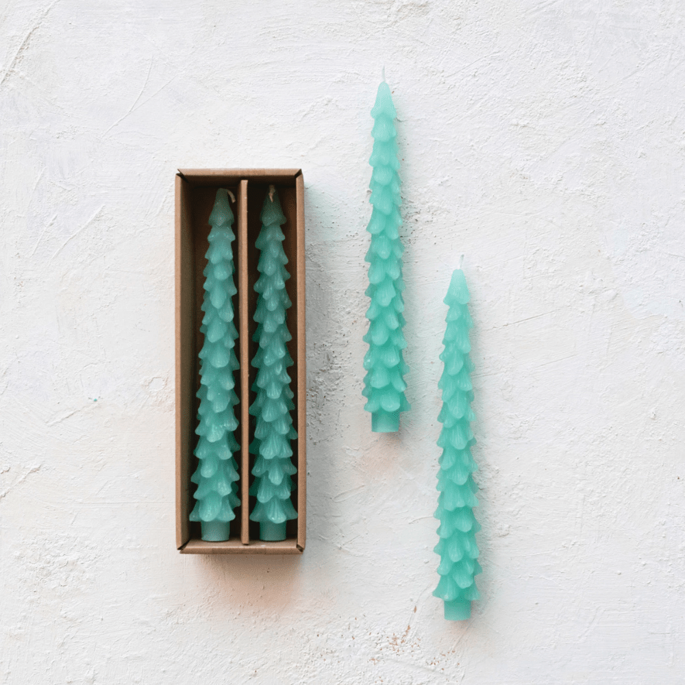 Tree Shaped Taper Candles - Aqua, Shopsweetluluss