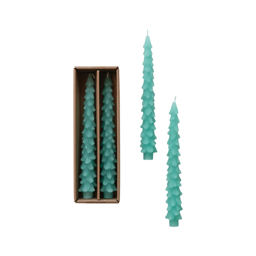 Tree Shaped Taper Candles - Aqua, Shopsweetluluss