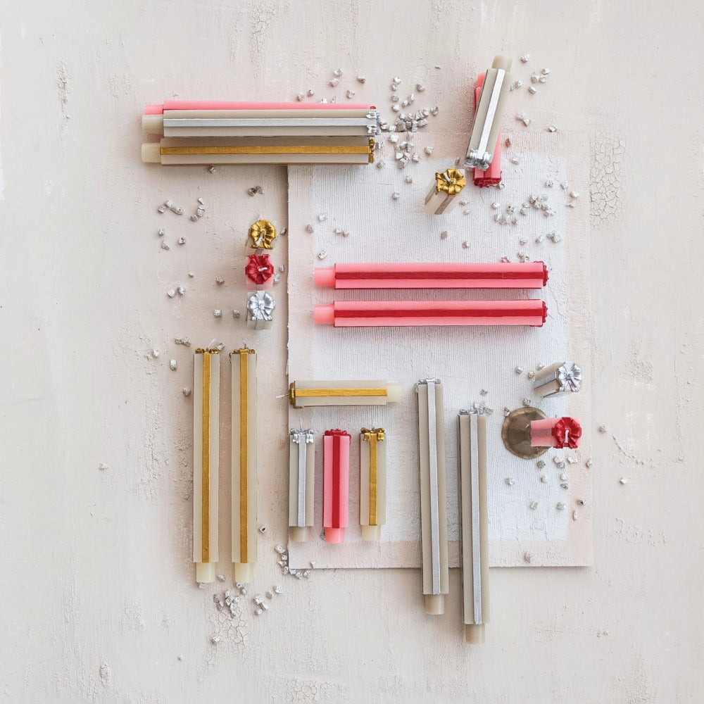 Unscented Present Shaped Taper Candles - 2 Size Options, Shopsweetluluss