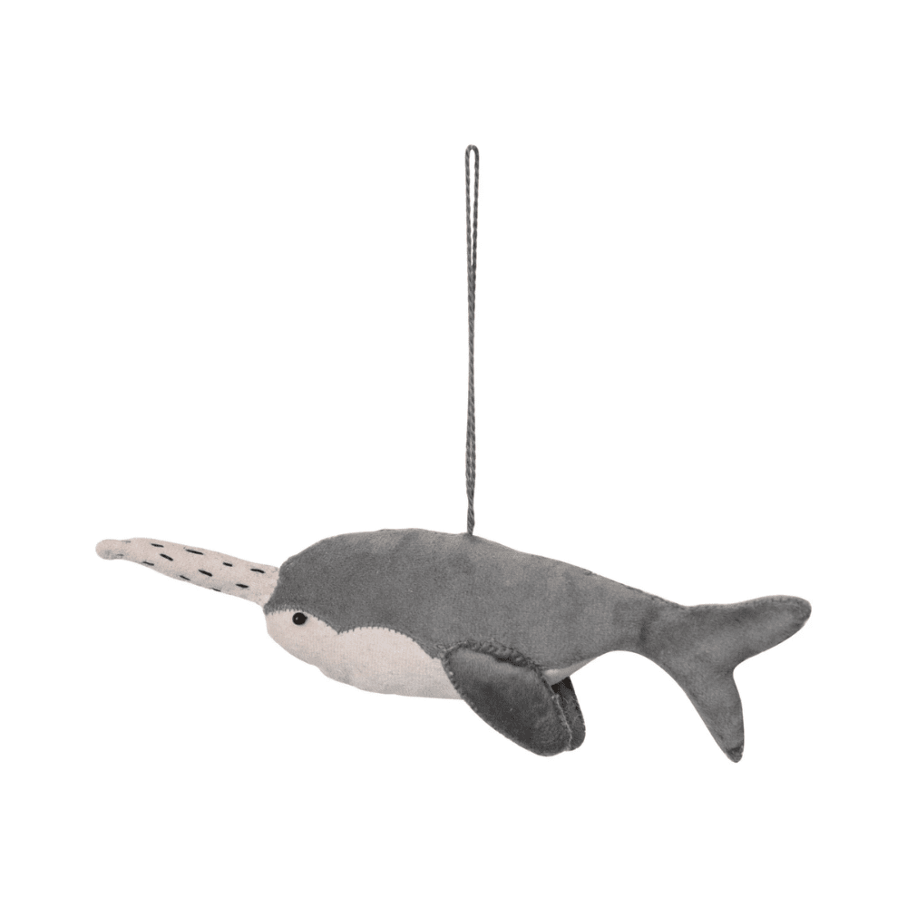 Velvet Narwhal Ornament, Shopsweetluluss