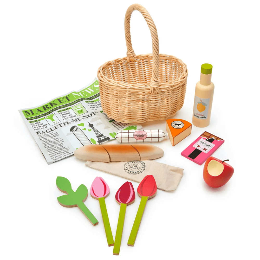 Wicker Shopping Basket Toy Set, Shopsweetluluss
