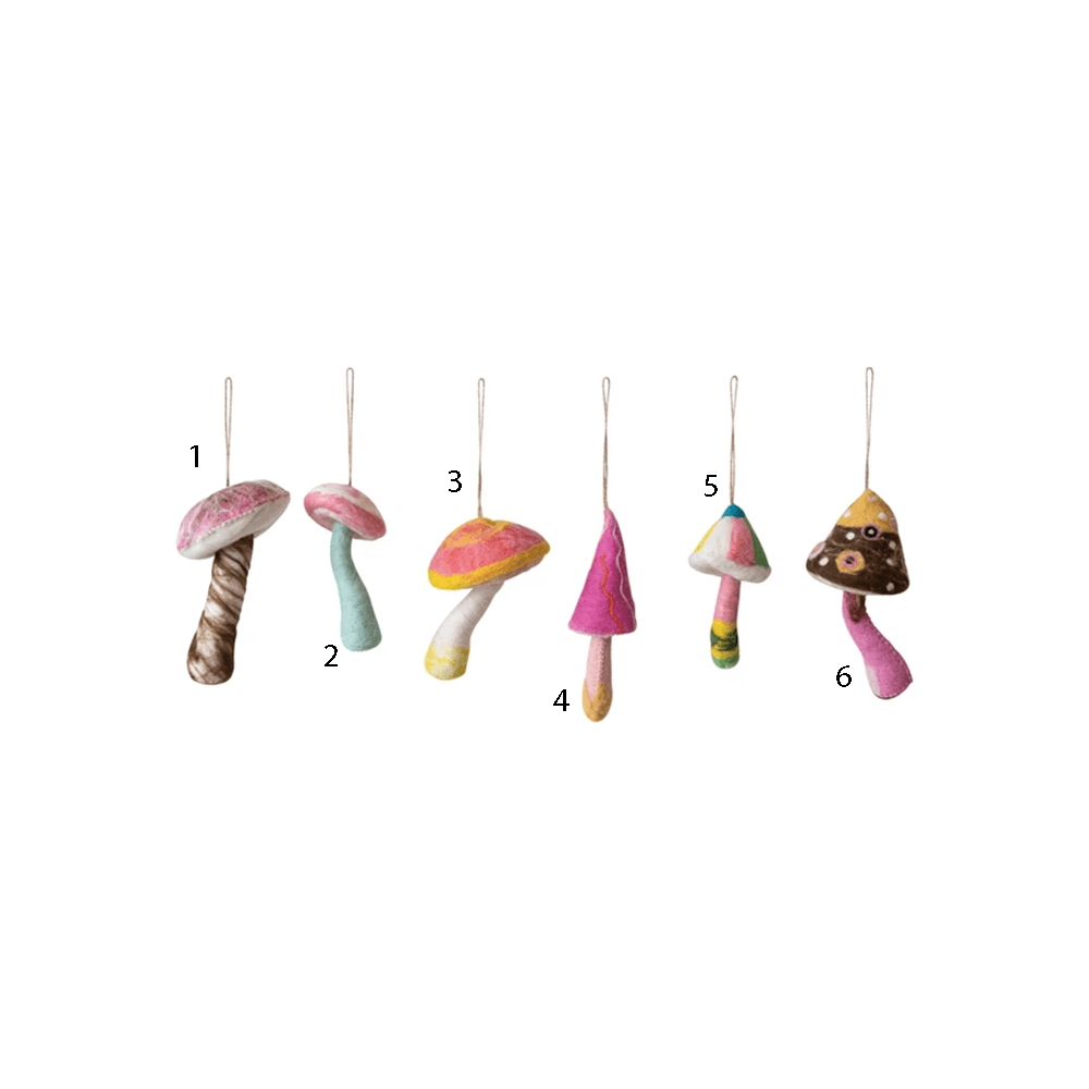 Wool Felt Mushroom Ornament - 6 Style Options, Shopsweetluluss